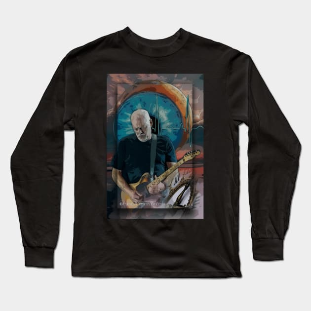 David Gilmour Long Sleeve T-Shirt by keng-dela